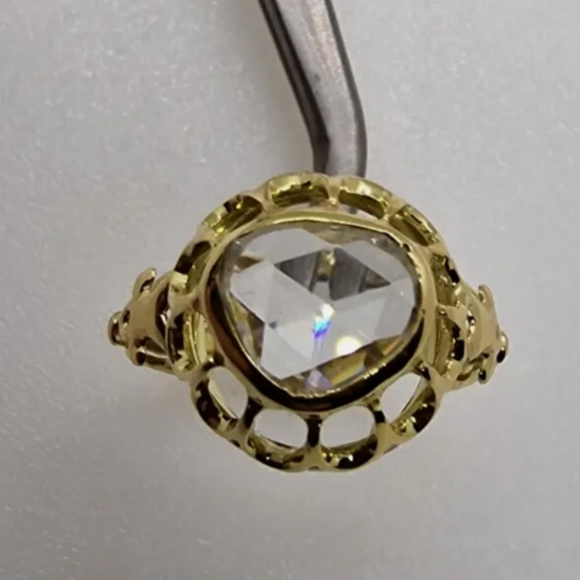 True antique natural rose cut diamond. HUGE! Heart shaped. - Picture 2 of 6